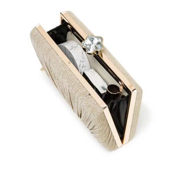 Luxe Rhinestone Kiss Lock Closure Glitter Occasion Mini Bag - Picture 7 of 8